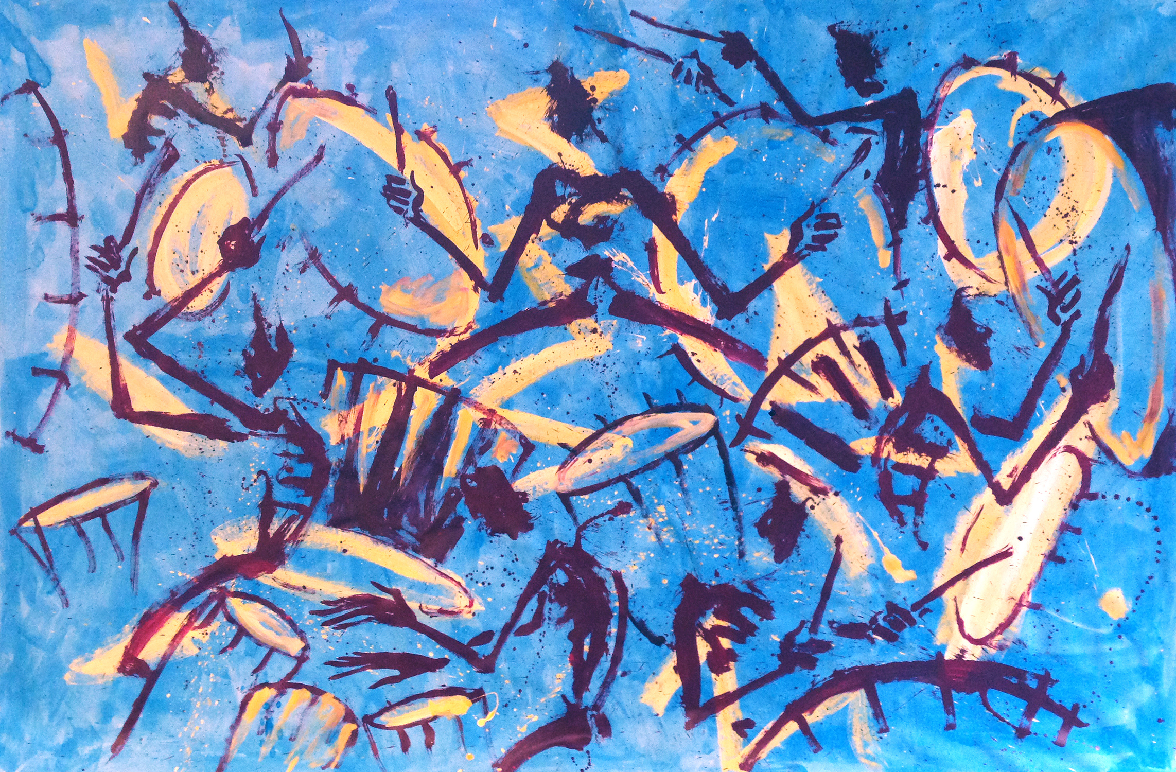 Trommeln in der Nacht, 2013, Acryl, LW, 200 x 300 cm