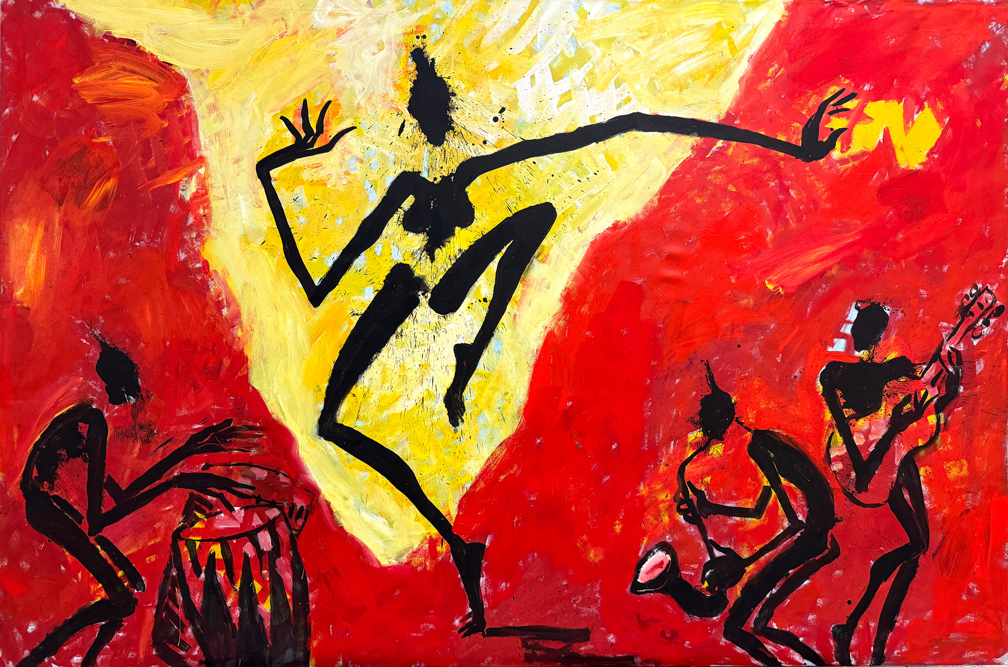Heiße Höhle (Horizontbeobachter), 2025, Acryl, LW, 200 x 300 cm Heiße-Höhle-(Horizontbeobachter),-2025,-Acryl-LW,-200-x-300-cm-